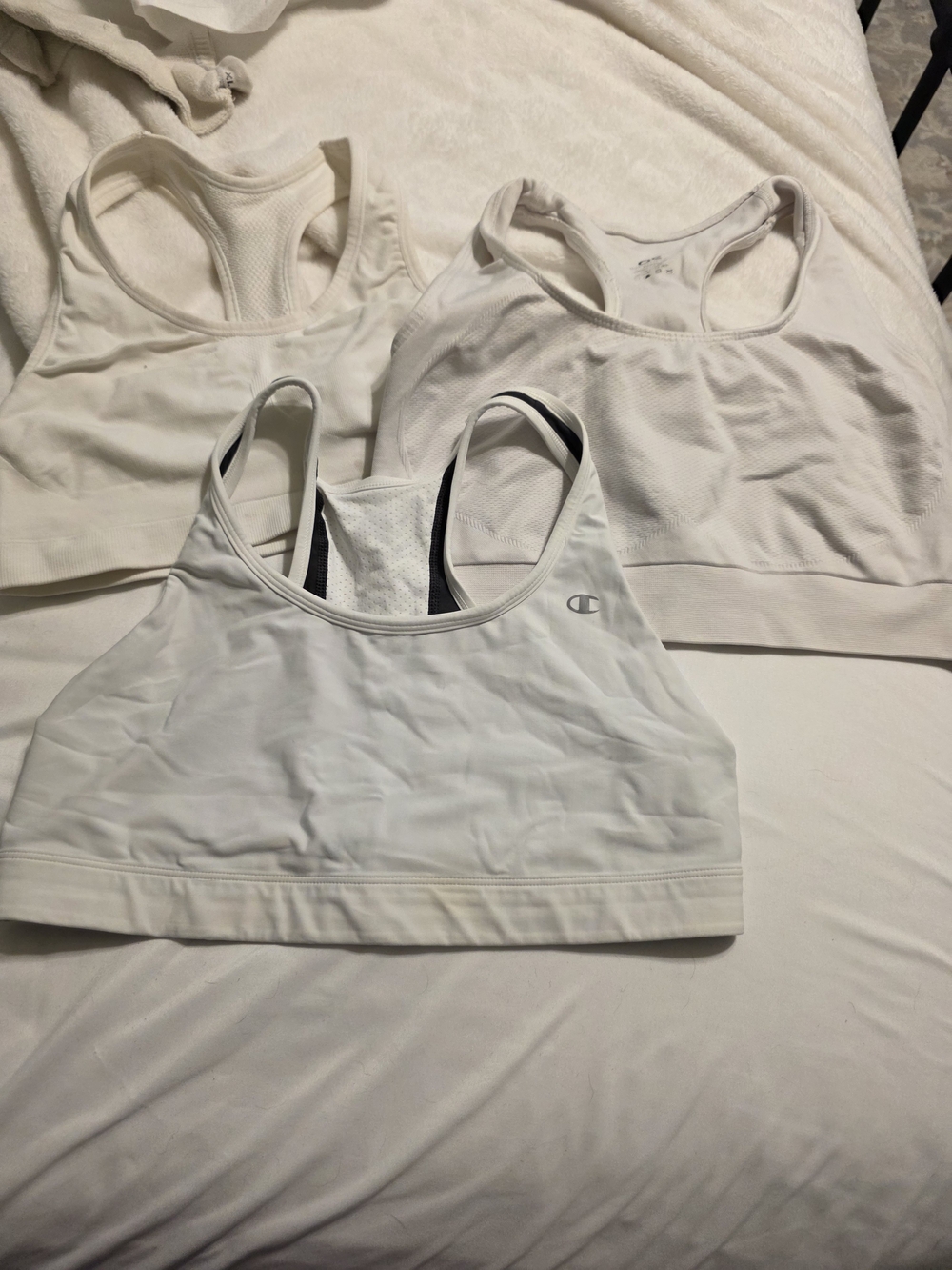 Champion White Racerback Sports Bra Trio